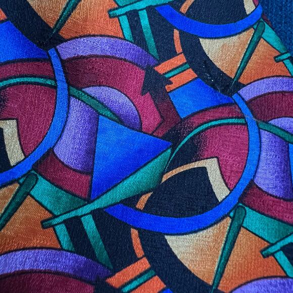 J. Garcia Clockwork Collection Abstract Geometric Silk Tie Blue Black - Picture 3 of 7